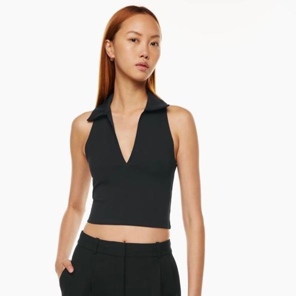 Aritzia Babaton Contour Polo Tank Top Sleeveless Collared Cropped
